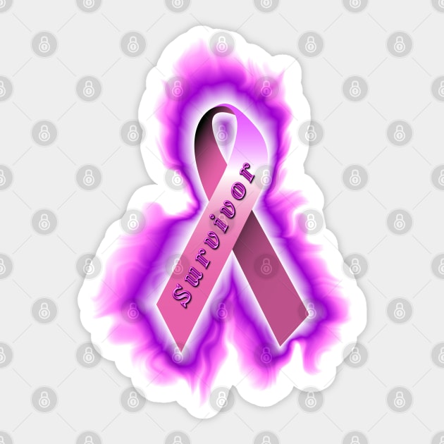 pink cancer survivor ribbon Sticker by DrewskiDesignz